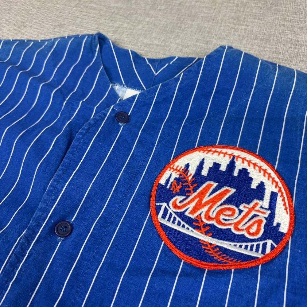 Vintage 80s Chalk Line New York Mets Pinstripe Jersey USA XL Single Stitch Patch